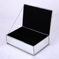 家居饰品收纳摆件 银色玻璃长方形凹镜饰盒收纳盒ATYCK0863