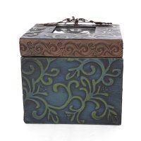 欧式风格铁质收纳盒简约正方形收纳盒收纳箱蓝色储物箱储物盒家居实用收纳用品A25609