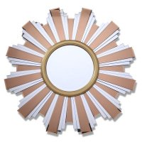 茶色和银色 4MM银镜+木板+环保漆 圆太阳形装饰镜ycm0055