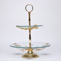 双层金盘高档托盘两层水果盘糖果盘水果盘饼干果盘坚果瓜子点心盘多用盘DDS-2#JP