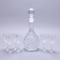 欧式简约风格无铅玻璃水晶酒具家居样板房酒店透明玻璃高脚杯清光酒具7件套CX92-100009