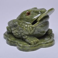 金蝉 玉石金蝉 工艺品金蝉 玉石摆件挂件金蝉 石雕青蛙 石雕金蝉青色玉石中神蛙摆件NH-10