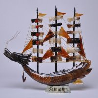 入伙送礼中号棕色牛角办公室摆设中角龙船摆件NH-47