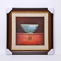 餐厅油画手绘立体装饰画玄关走廊壁画实木画框高档青花瓷SPGYH005