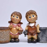 欧美创意家居装饰品树脂小孩摆件电视柜摆件客厅小饰品摆设树脂工艺品一对ZM70301AB