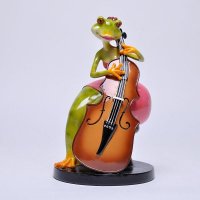 欧美创意家居装饰品树脂乐器青蛙大提琴摆件电视柜摆件客厅小饰品摆设树脂工艺品ZM92453B