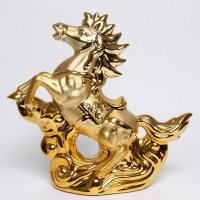现代简约金色立马成功陶瓷艺术摆件餐桌电视柜玄关台创意摆件高温陶瓷/镀金招财摆件DCH02