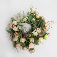 情人玫花环门窗墙面挂饰装饰婚房布置圆形花环A65534