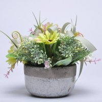 唯美田园仿真装饰花绢假花韩式唯美阳春菊花小盆景盆栽S63668