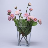 田园装饰花 胎菊仿真花艺花材 翠菊 单支带叶菊花 茶几花艺花材单件HYP-10015-PK/PU