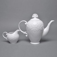 欧式复古浮雕蕾丝蝴蝶陶瓷茶壶水壶咖啡壶奶壶奶盅 茶具套装TC-11-HJYL-001-B