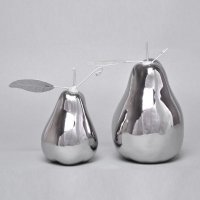 时尚家居饰品 创意水果陶瓷 客厅艺术摆件 电镀银色梨子A1090088A-Y