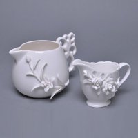 现代新中式捏花陶瓷奶盅 咖啡配件 橱柜展厅样板房茶几摆件BSZJ001-12