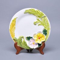 欧式陶瓷西餐盘餐具 手绘浮雕珐琅瓷装饰盘 盘子 挂盘（不含架子）TC12-YMS05