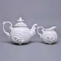 现代中式古典白色陶瓷玫瑰咖啡壶奶盅杯碟套具家居饰品客厅用具TC-10-GDHW001-NH