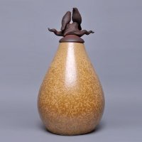简约现代浅咖啡翠鸟-樱花-浅咖啡陶瓷装饰储物罐摆件CN-YH-SKF02S