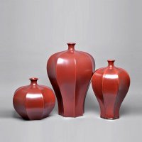 景德镇陶瓷器 中国红花瓶花器 红韵系列装饰摆件 客厅时尚工艺品摆件HYHP-001