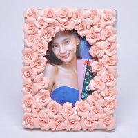 韩式婚纱照小清新相架摆台淡粉色玫瑰花陶瓷相框GDHY05-5P