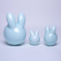 青釉陶瓷兔子摆件景德镇手工白色现代中式家居软装婚庆酒店配饰GDJD34010-1