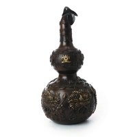 中式黄铜咖啡色造型摆件黄铜葫芦50CM牡丹葫芦LWT-MD4#