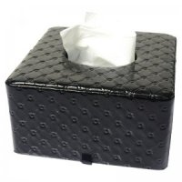 经典黑色带点方格纸巾盒 创意PU家用车用可爱时尚抽纸盒TX-004